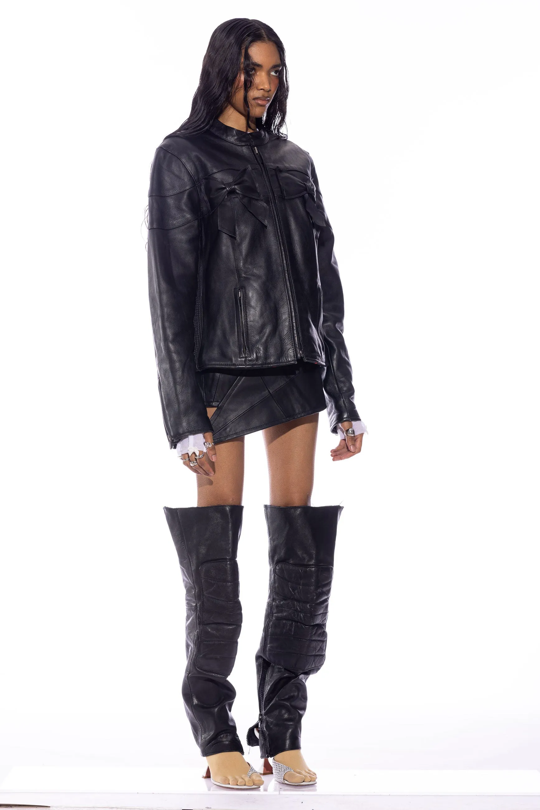 1/1 SMV BLACK LEATHER BOW JACKET #1