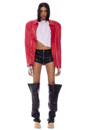 1/1 SMV RED LEATHER OPEN SEAM JACKET