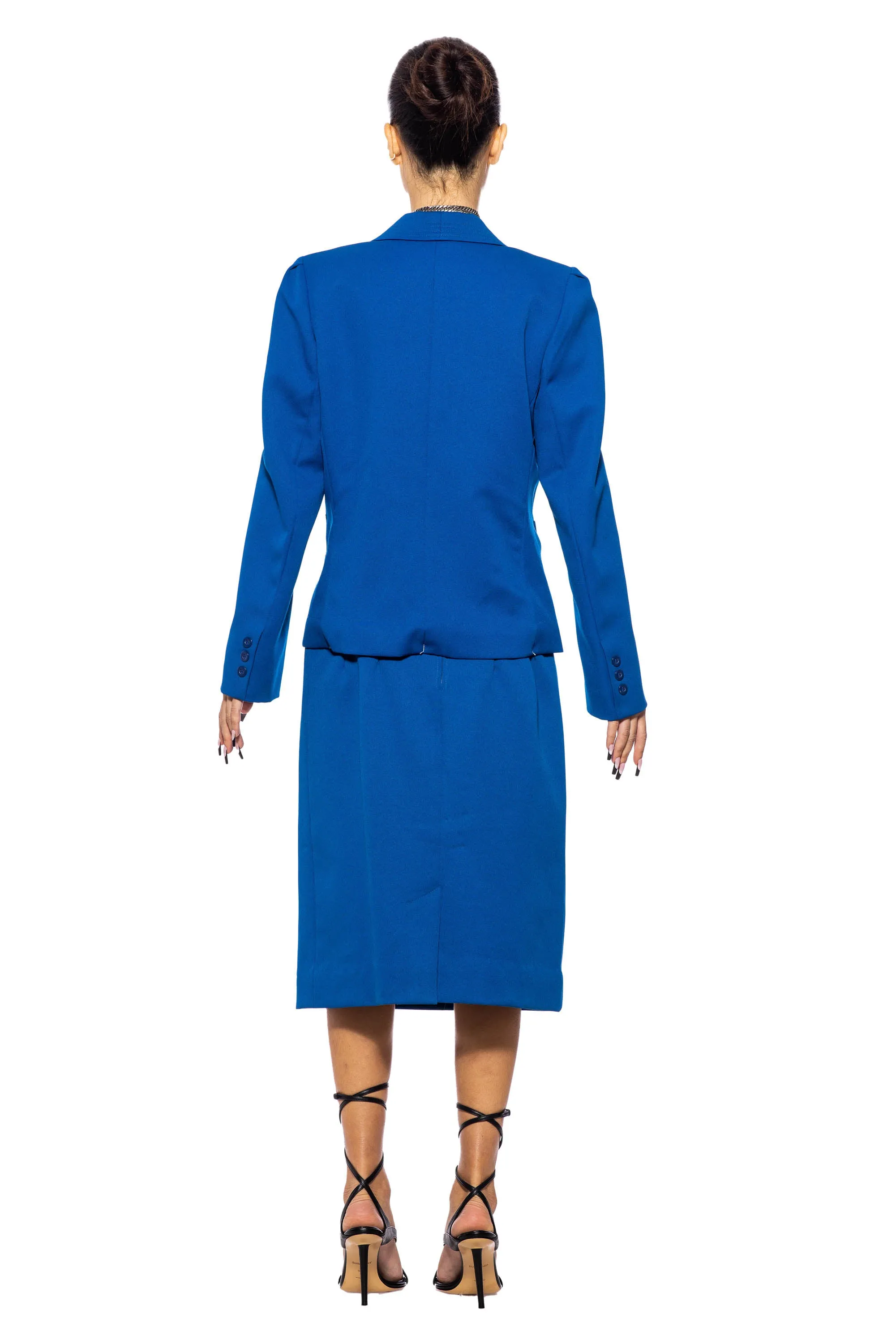 1/1 SMV ROYAL BLUE JACQUARD SKIRT SUIT