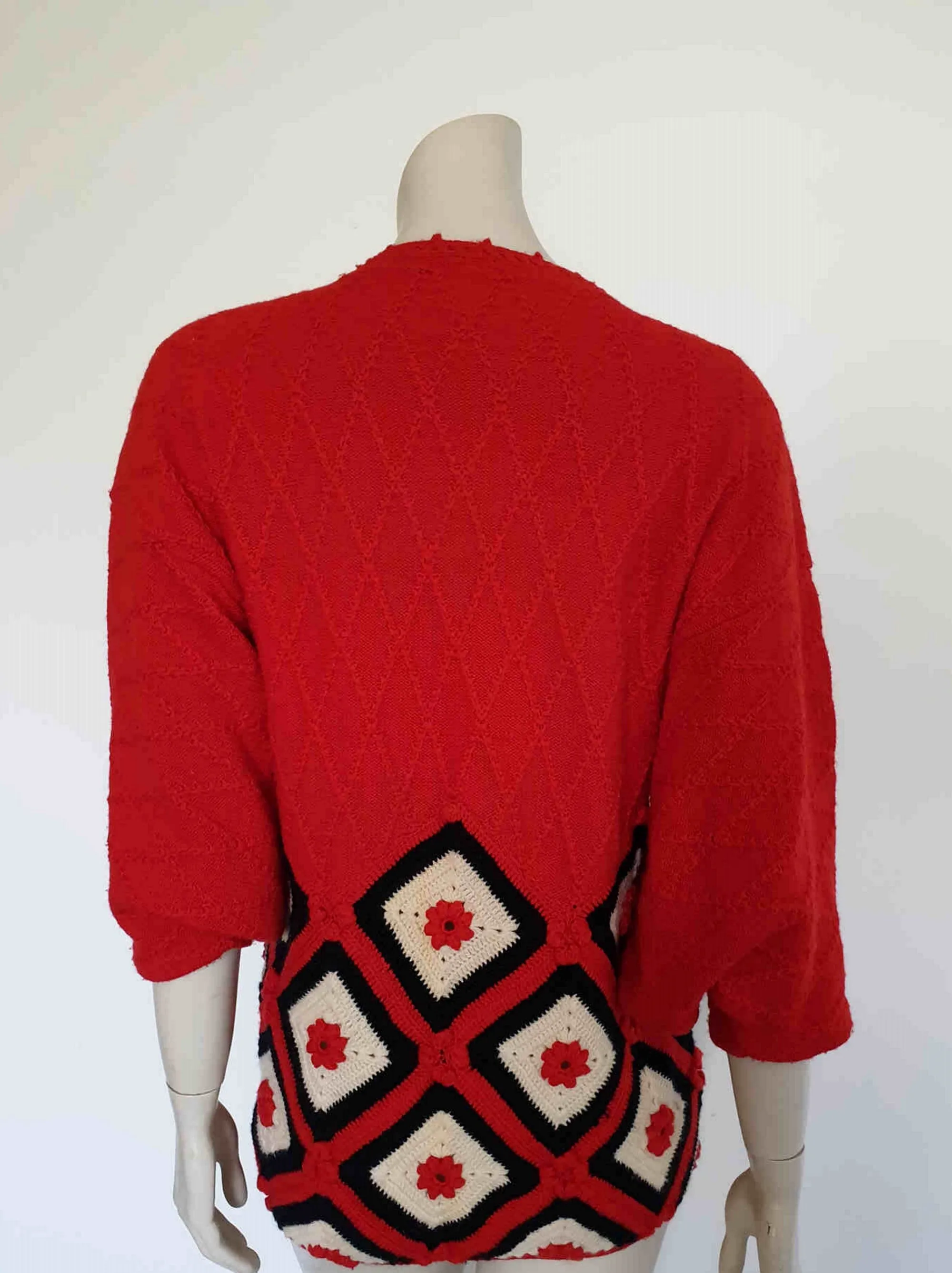 1970s Red Granny Squares Jacket