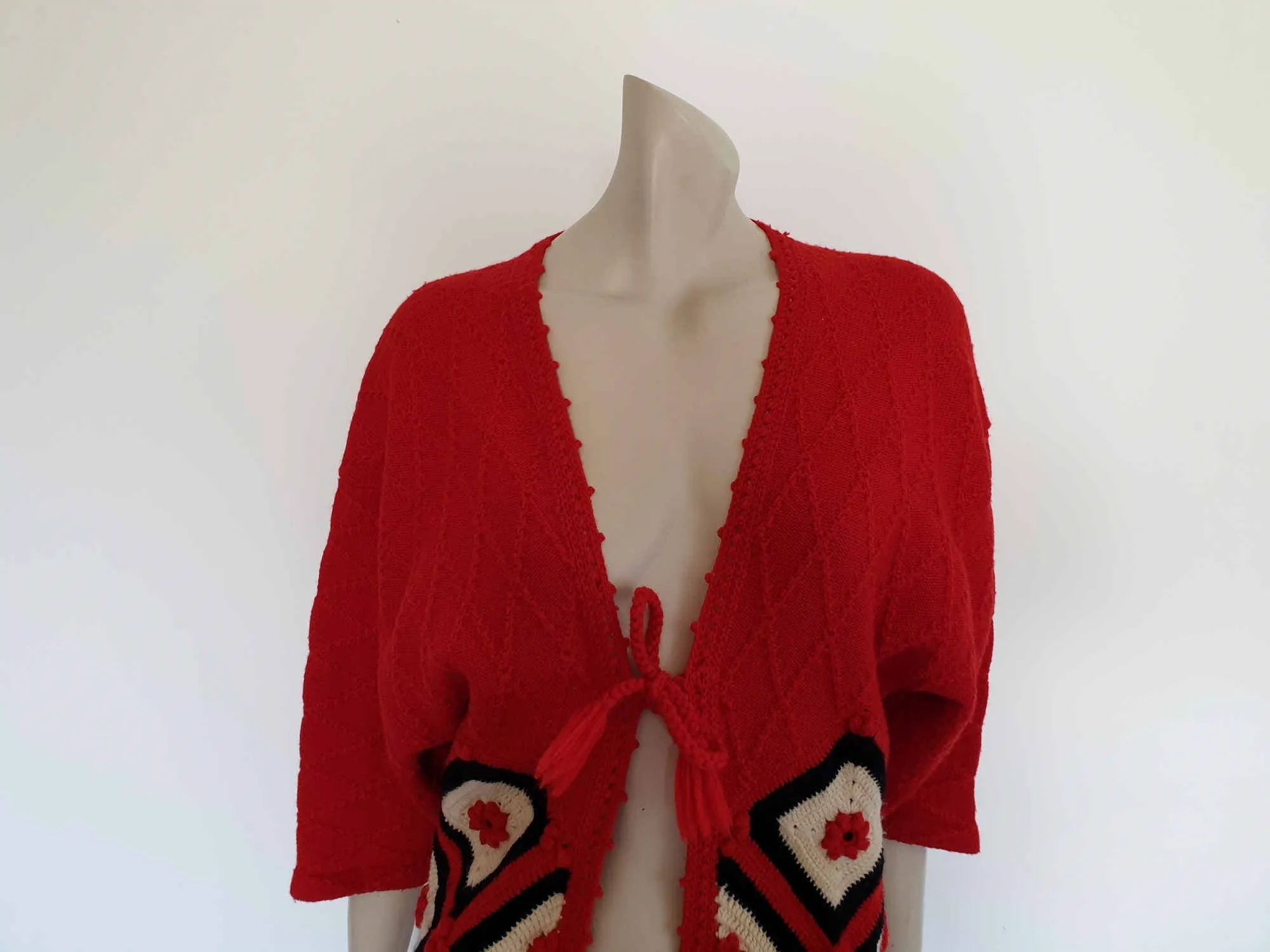 1970s Red Granny Squares Jacket