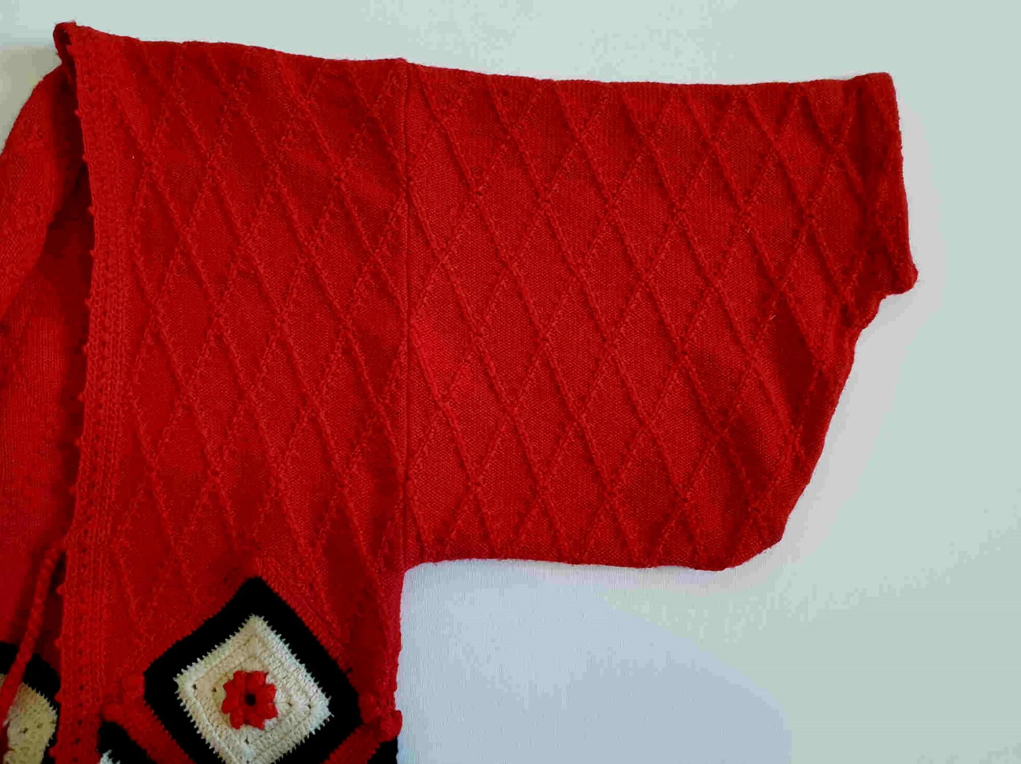 1970s Red Granny Squares Jacket