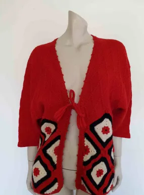 1970s Red Granny Squares Jacket