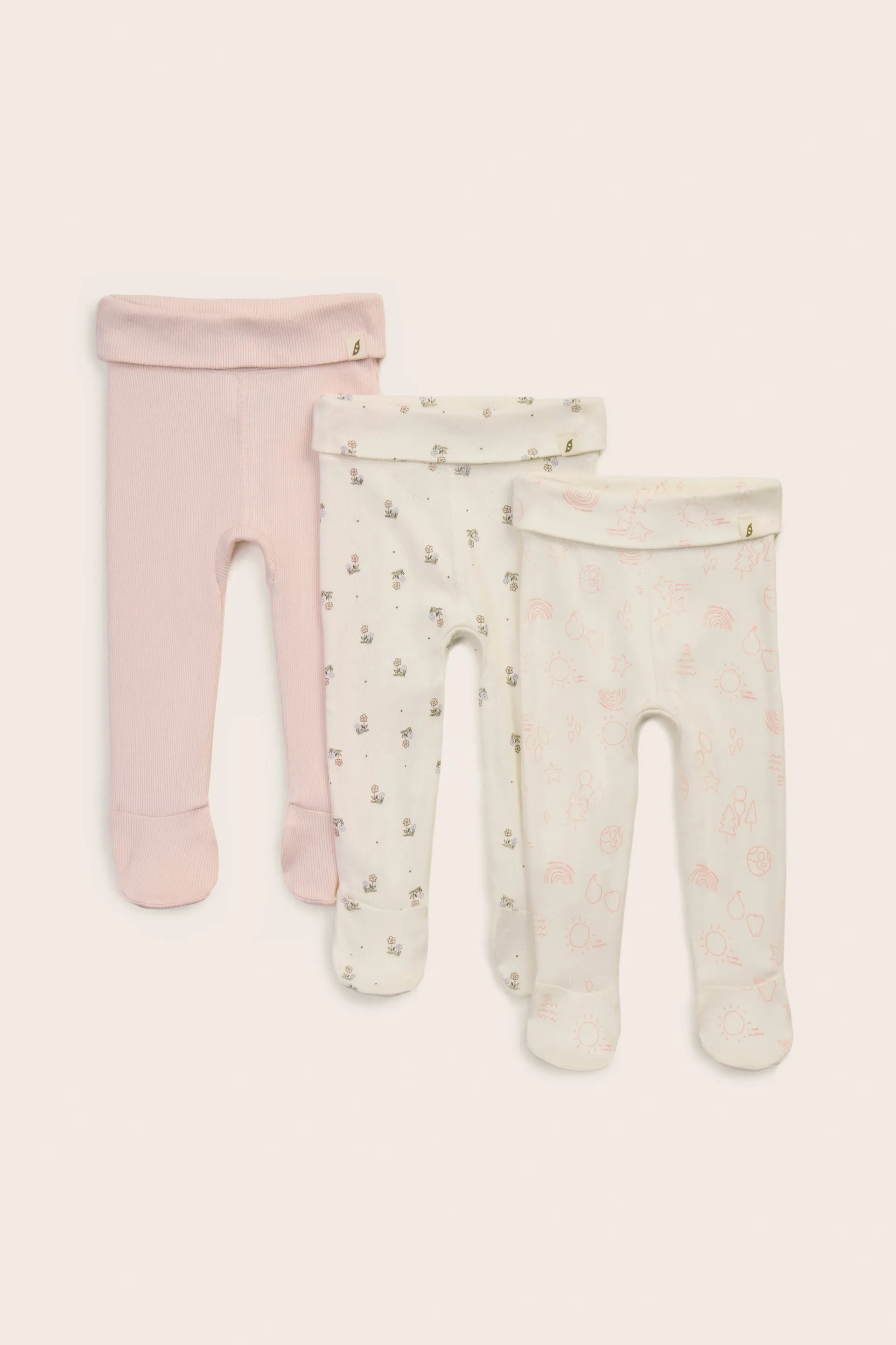 3-Pack Organic Cotton Footed Pants