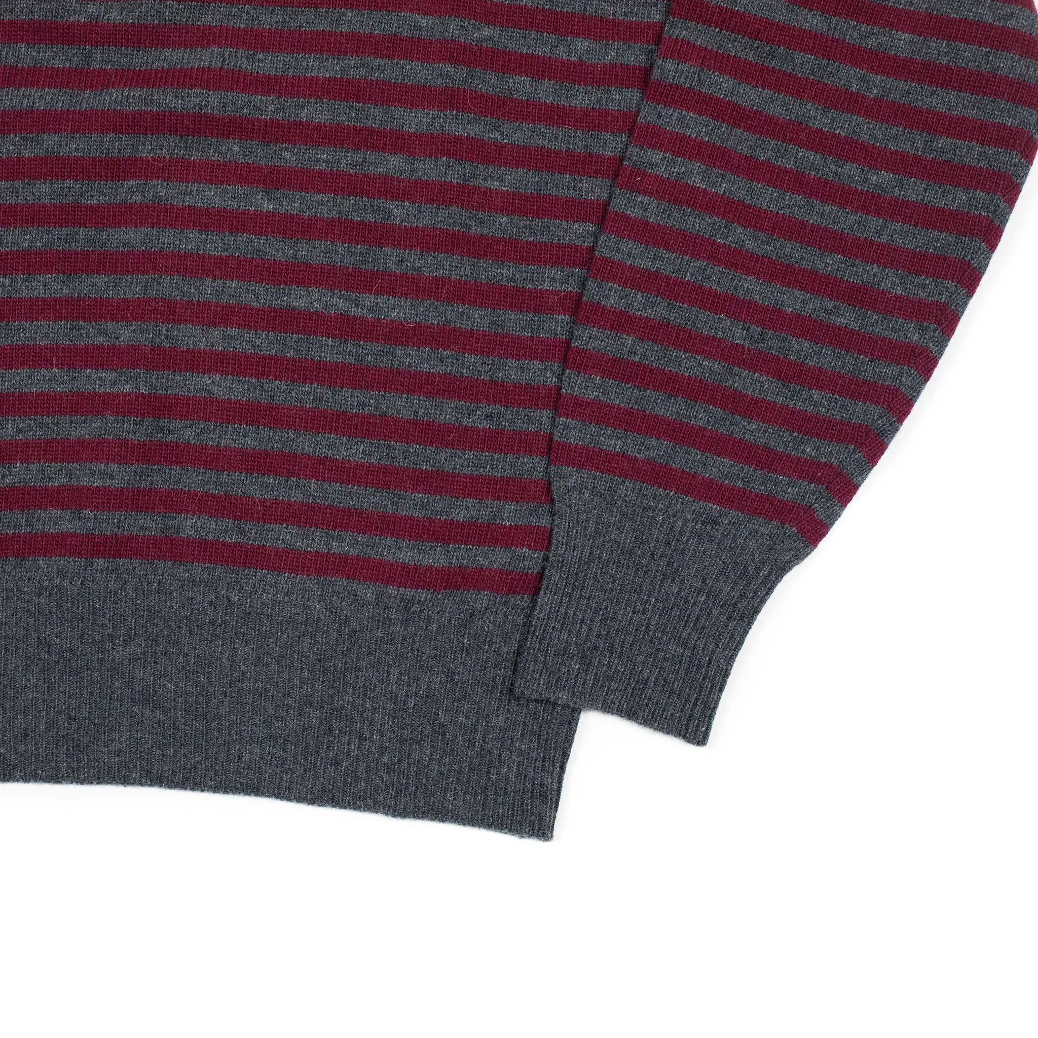 Aardesia striped crewneck sweater with layered collar