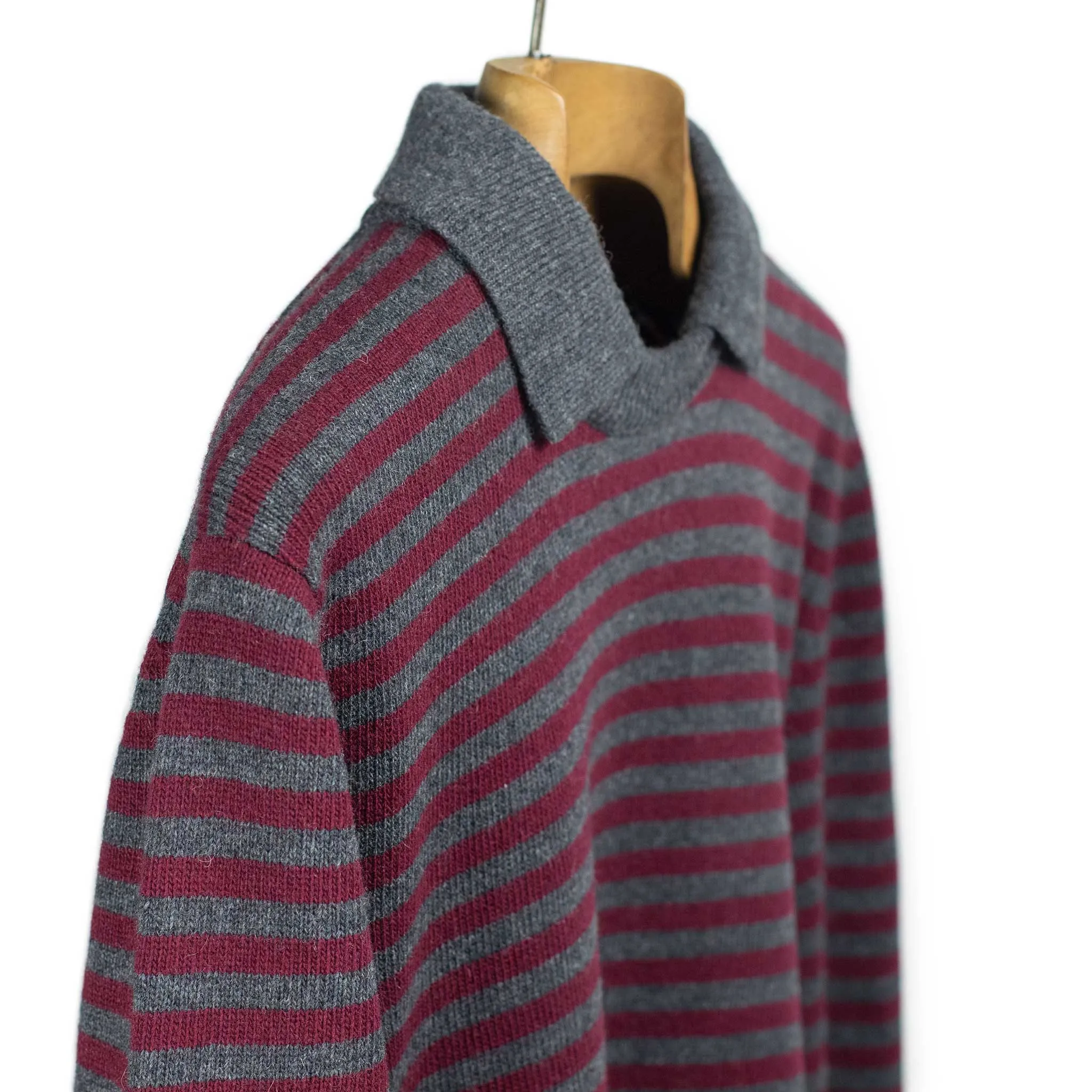 Aardesia striped crewneck sweater with layered collar