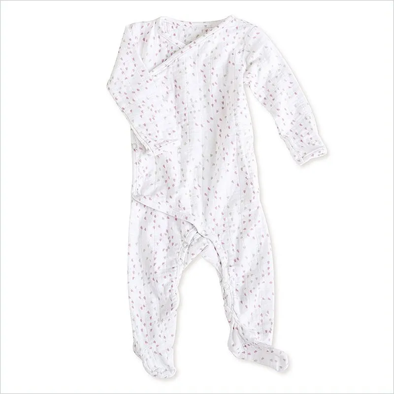 Aden   Anais Long Sleeve Kimono One-Piece in Lovely Mini Hearts