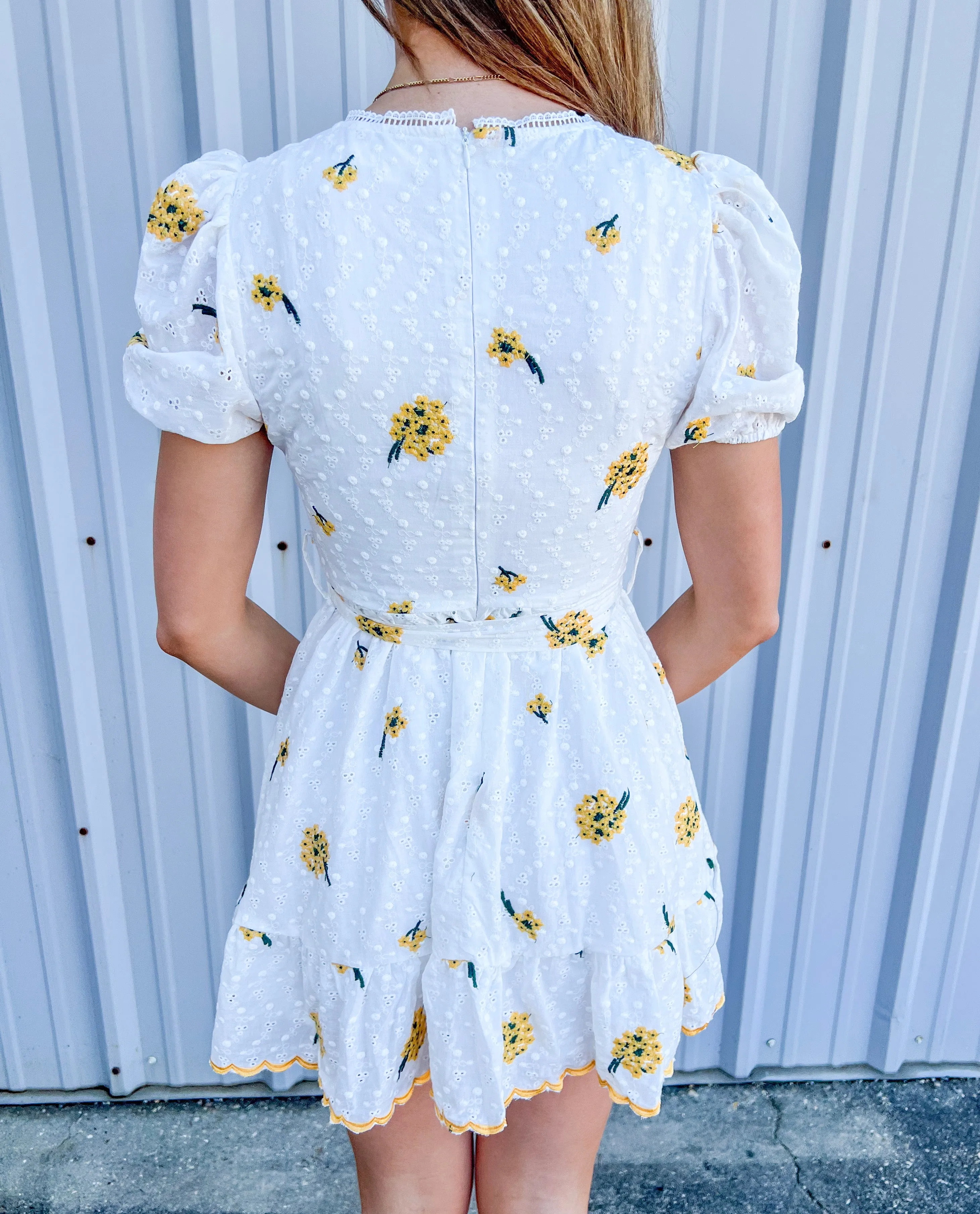 ADMIRE YOU YELLOW FLORAL PUFF SLEEVE DRESS