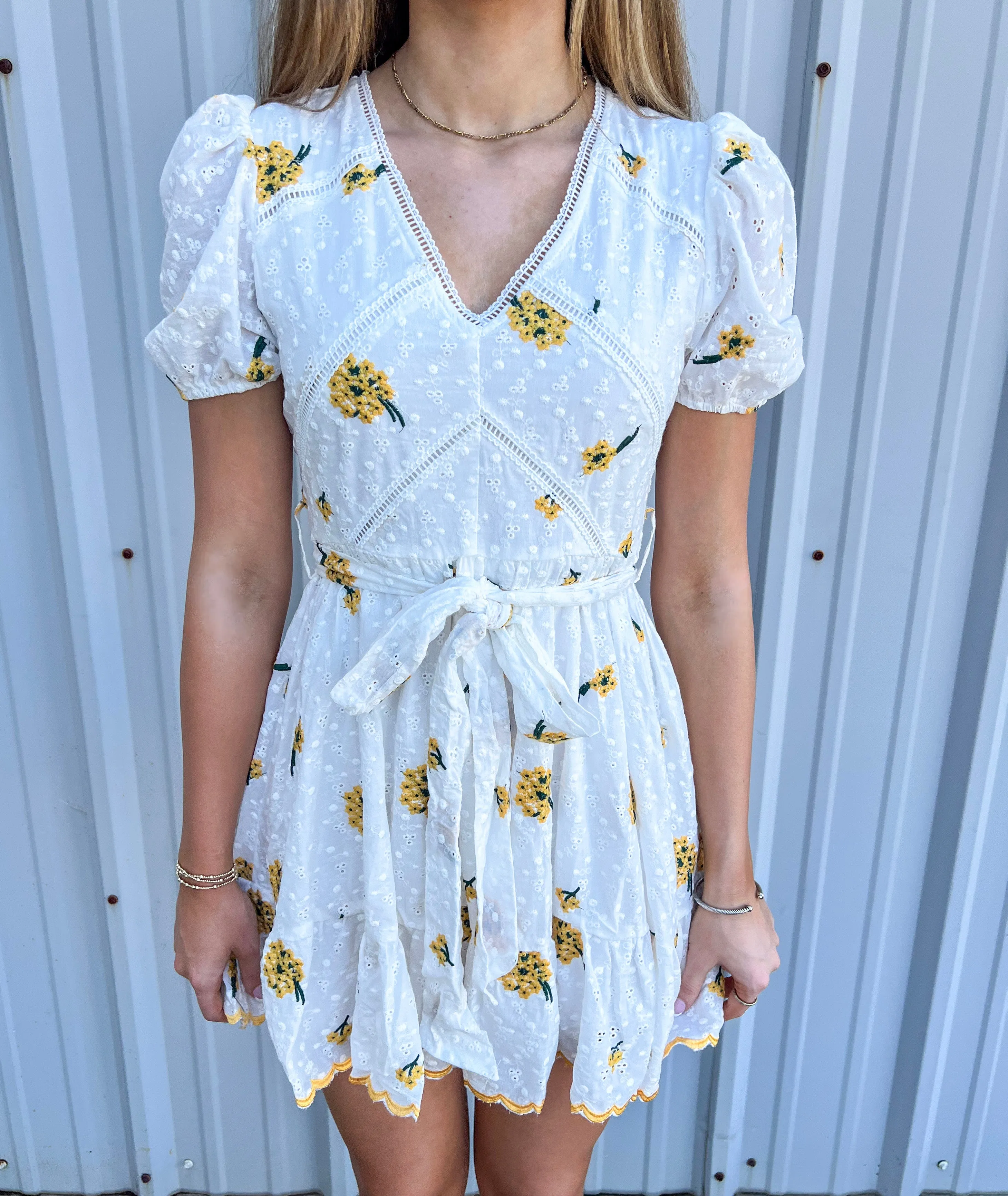 ADMIRE YOU YELLOW FLORAL PUFF SLEEVE DRESS