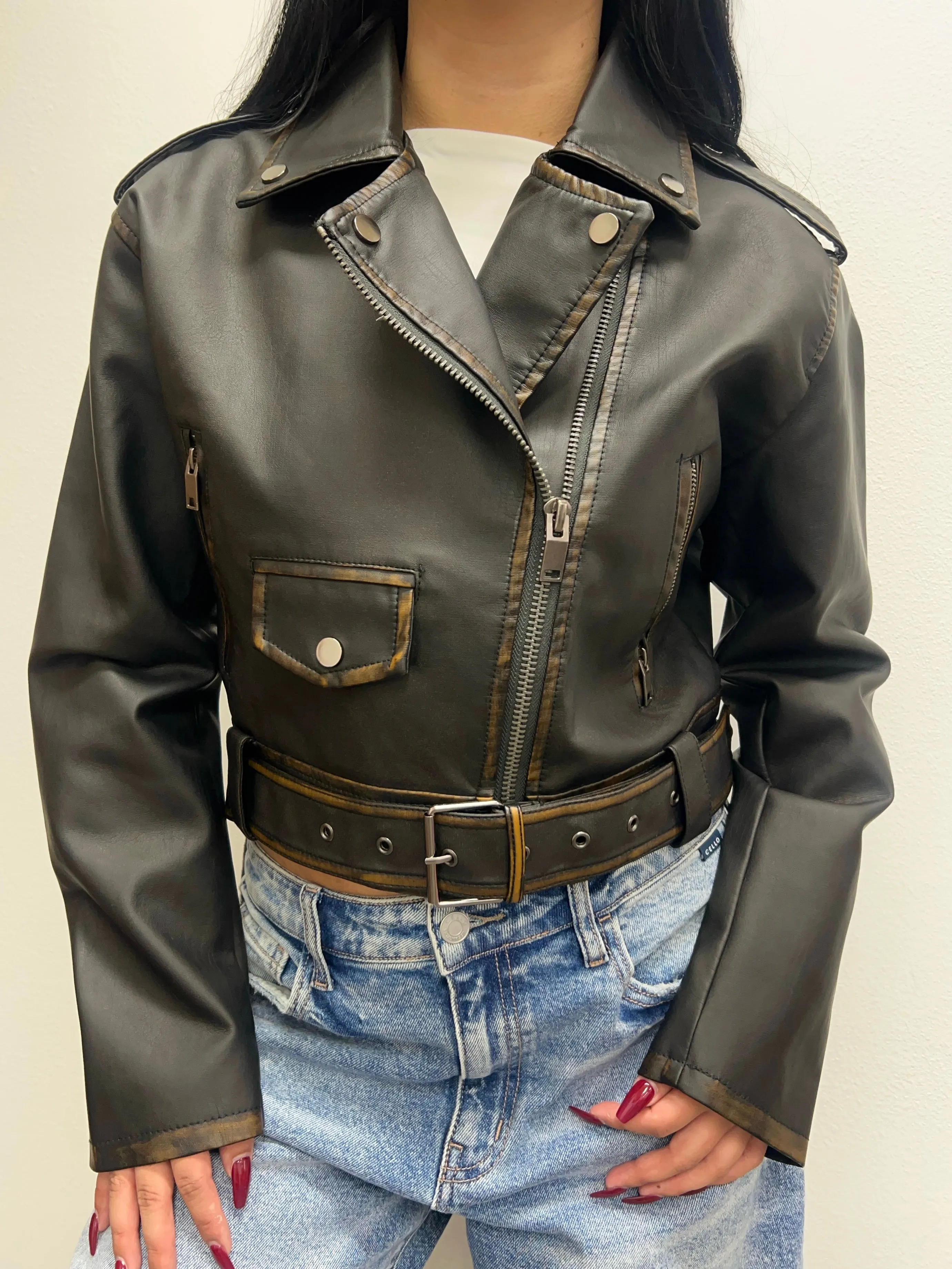 Adriana Leather Jacket (Brown)