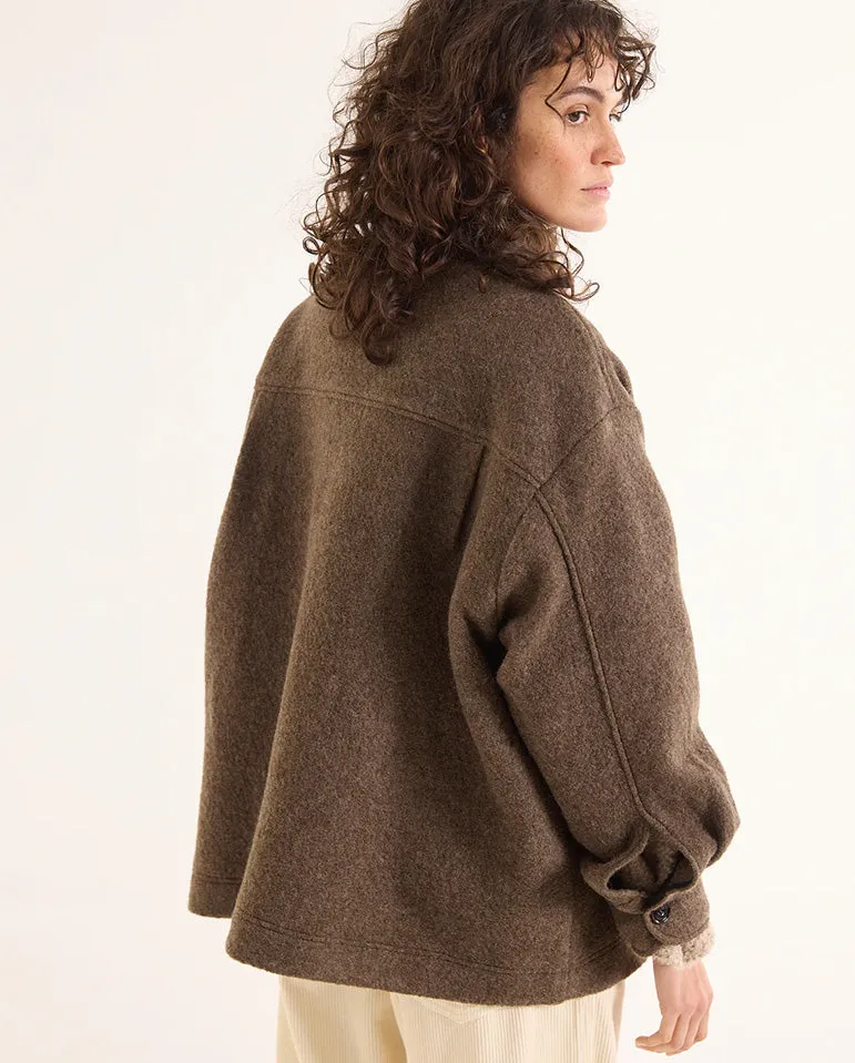 Aime Boiled Wool Jacket Peat