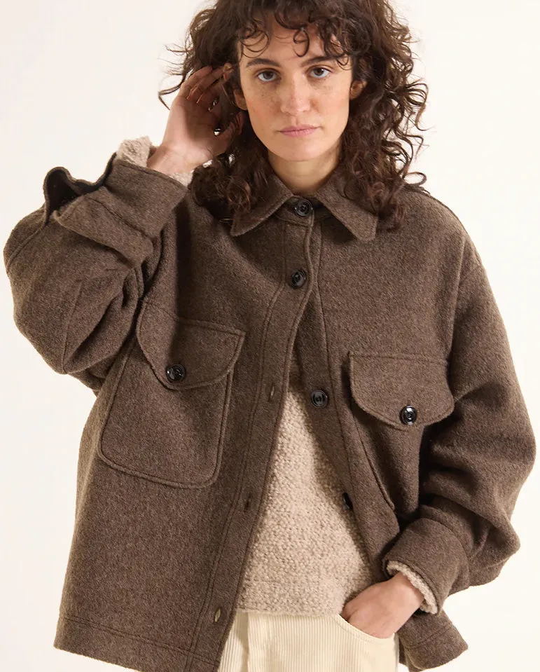 Aime Boiled Wool Jacket Peat