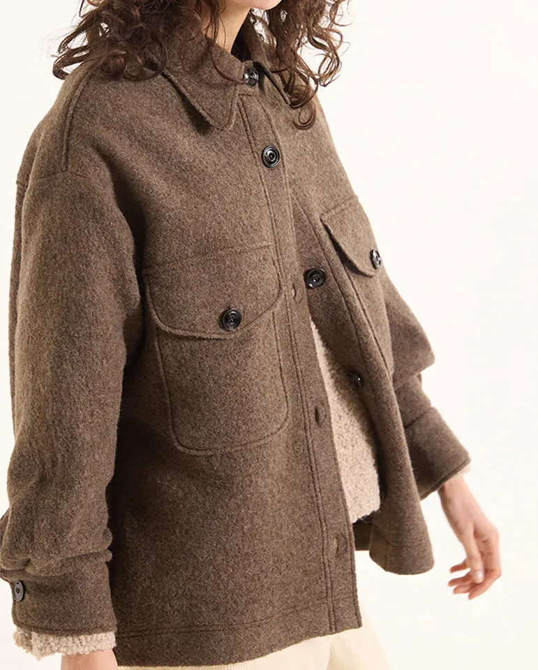 Aime Boiled Wool Jacket Peat