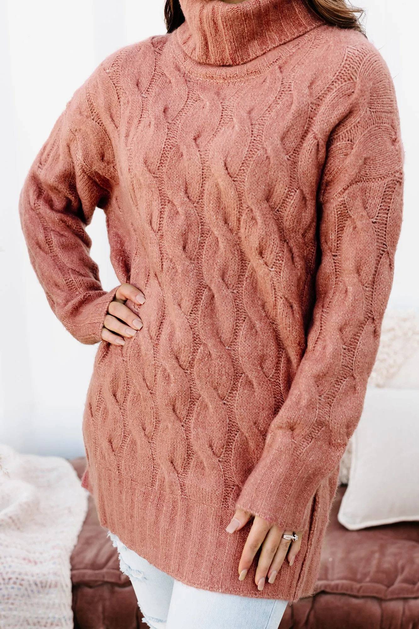 Always Understood Turtle Neck Sweater Tunic (Rosewood)