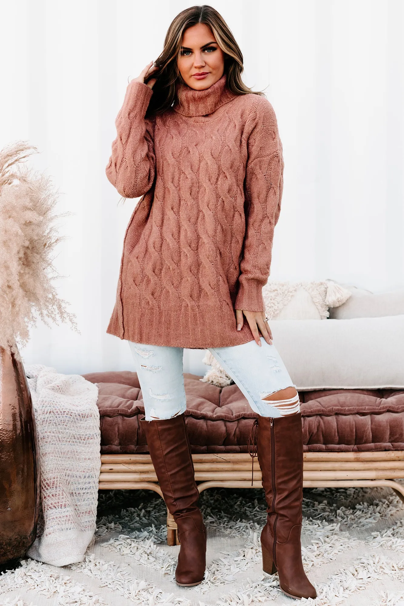 Always Understood Turtle Neck Sweater Tunic (Rosewood)