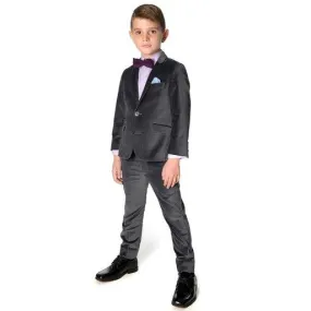 Appaman Mod Boys Slim Vintage Black (charcoal grey) Velvet Suit S8SU10