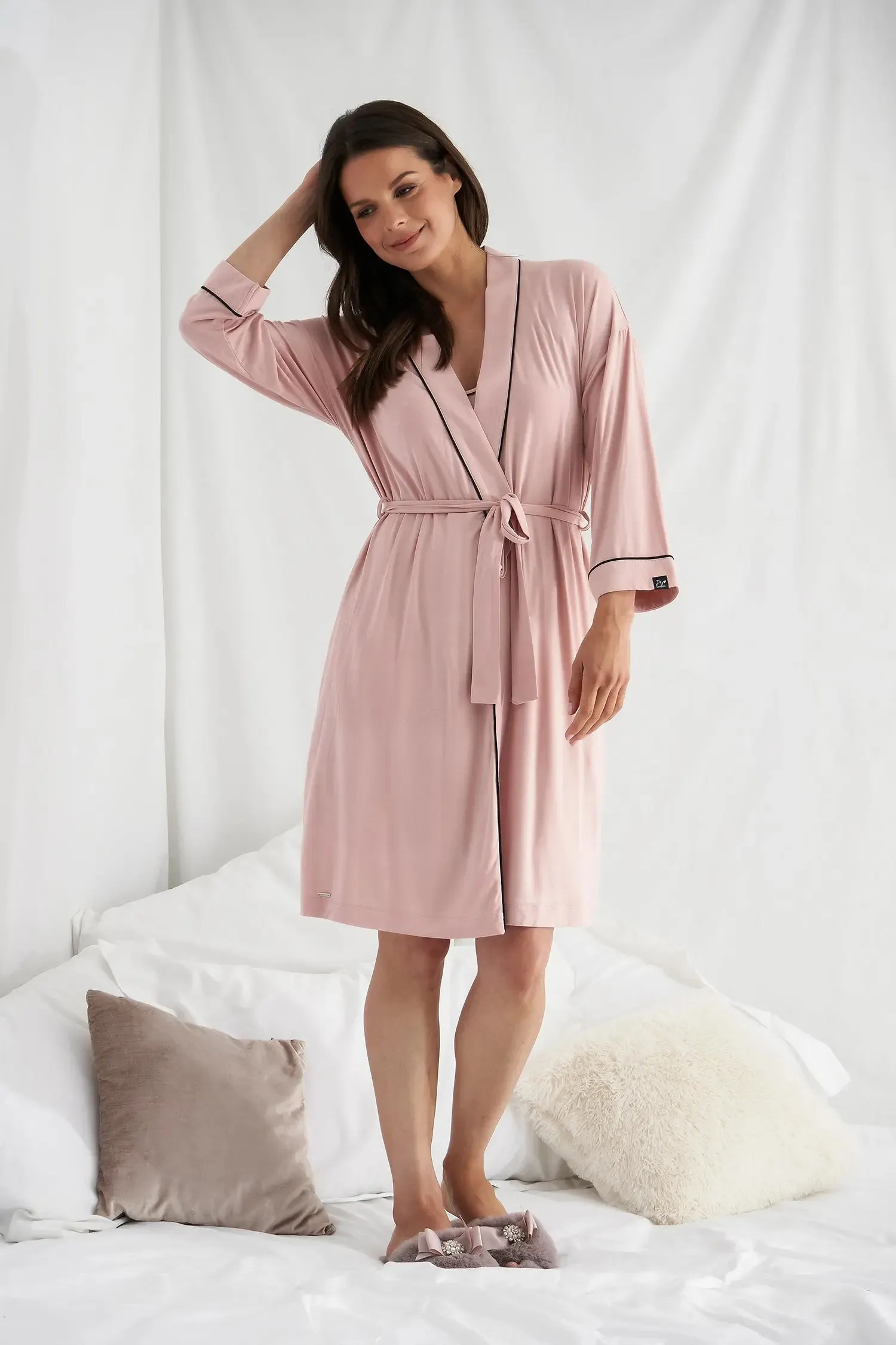 Bamboo Kimono Robe in Pink