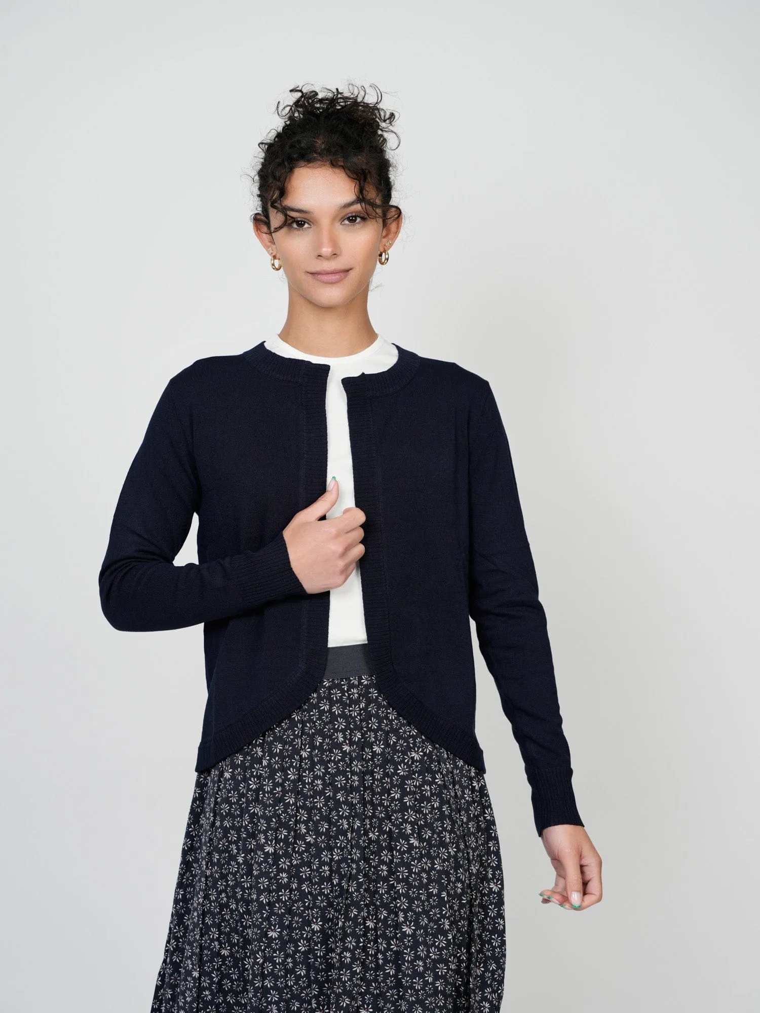 BANDED SHRUG-NAVY