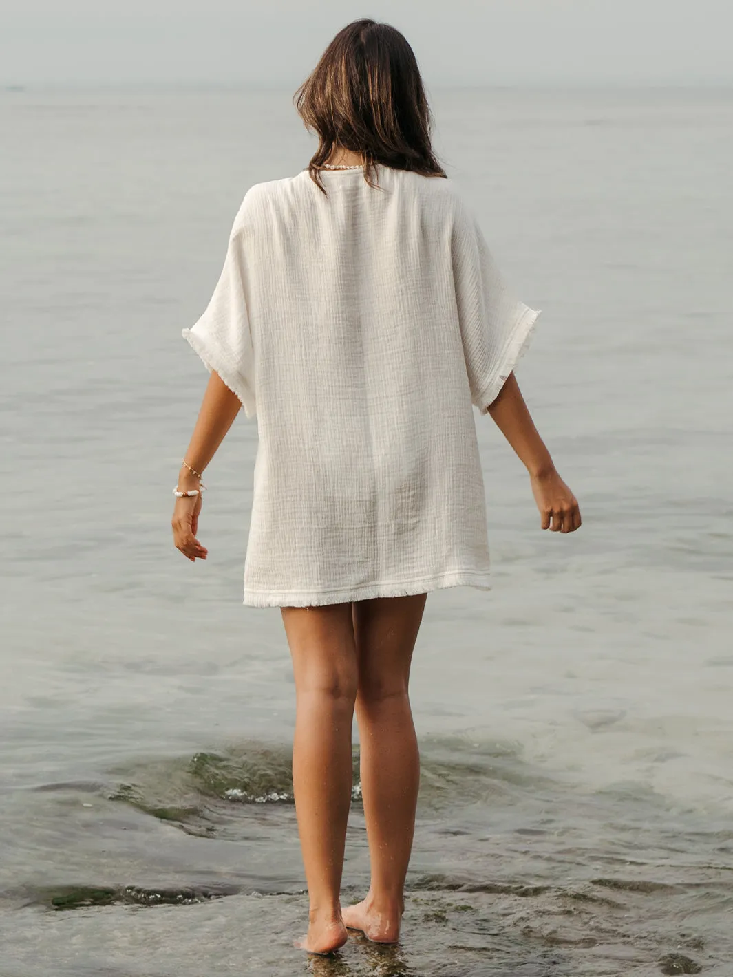 Bijou Hemp Organic Cotton Kimono Ivory