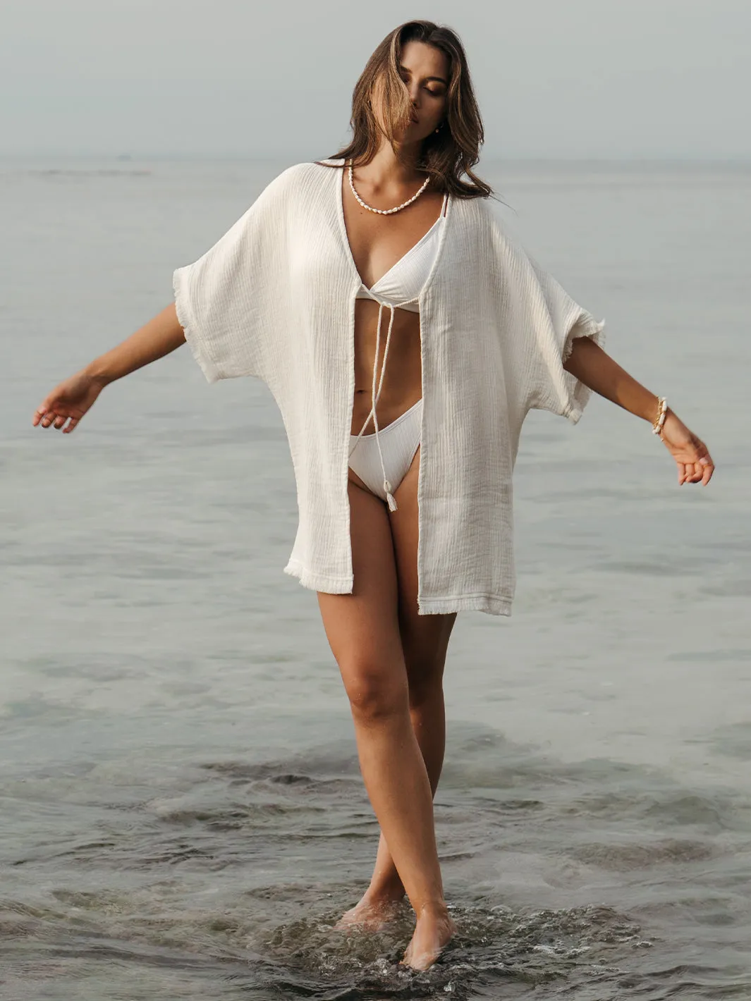 Bijou Hemp Organic Cotton Kimono Ivory