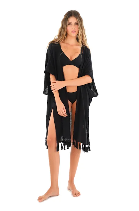 Black- High Slit Kimono