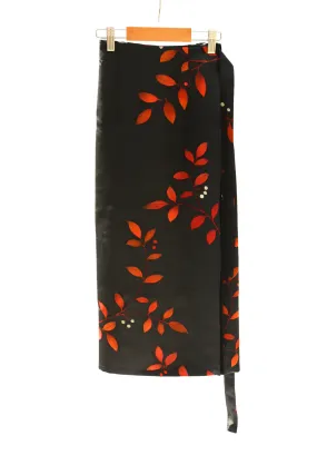 Black Leaf Wrap Skirt