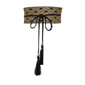 Black Seigaiha Obi Sash