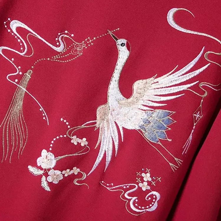 Blessing Swan Embroidery Hoodie Sweatshirt Dress - Embrace Elegance! 🦢👗