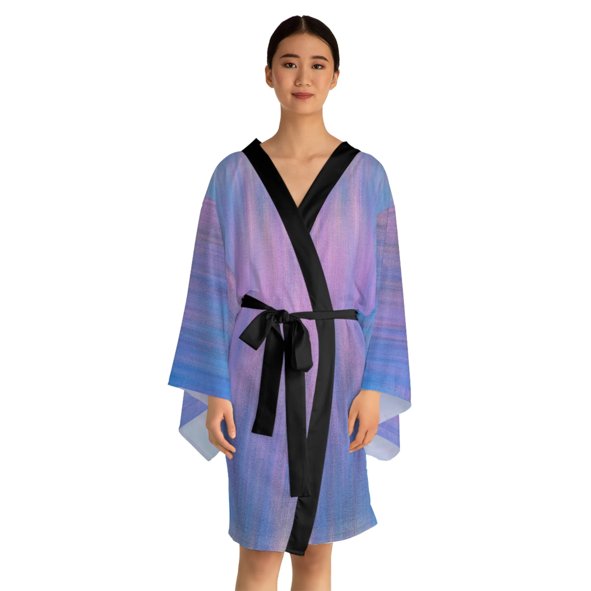 Blue & Purple Metalic - Inovax Long Sleeve Kimono Robe