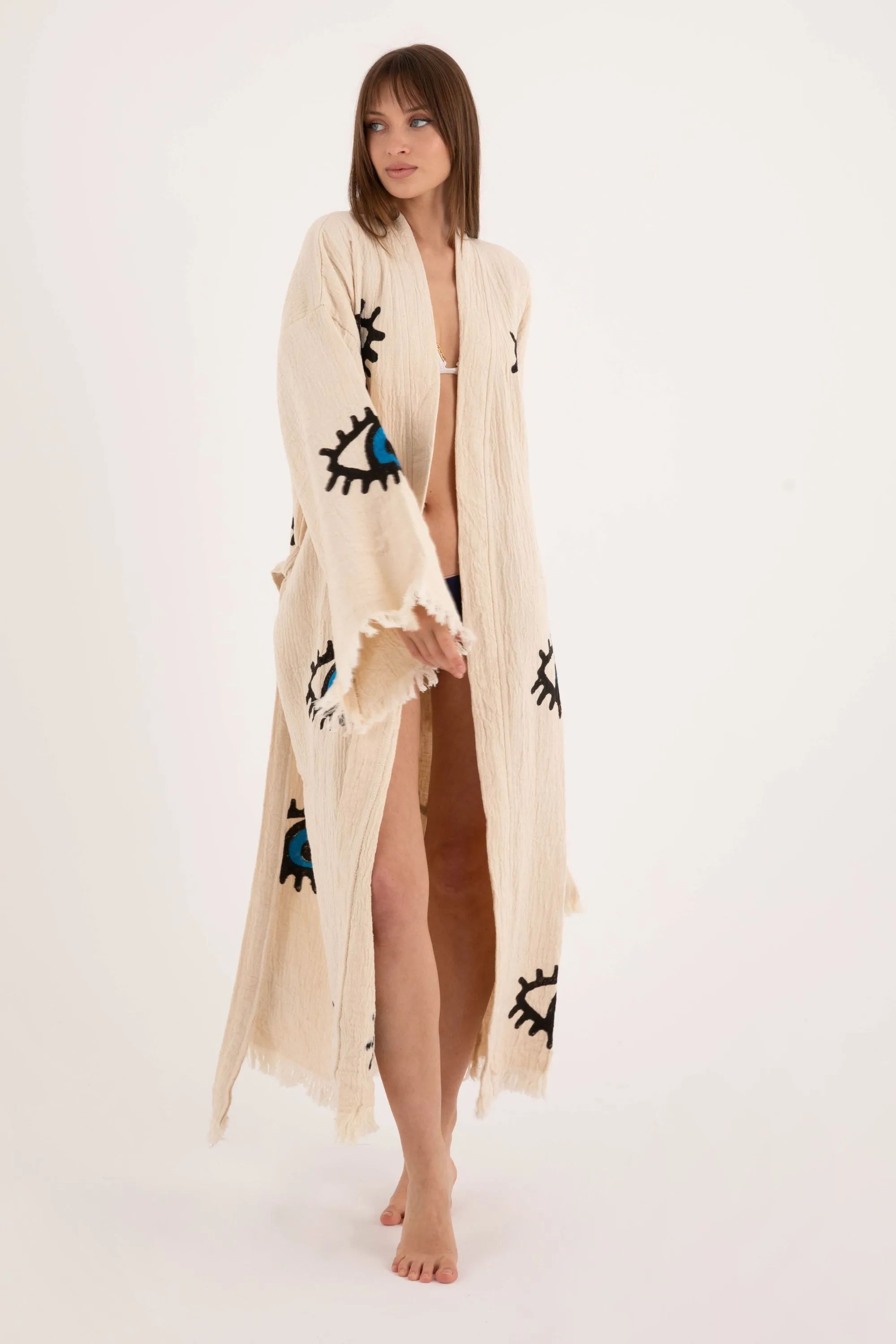 BLUE EYE Kimono in Natural