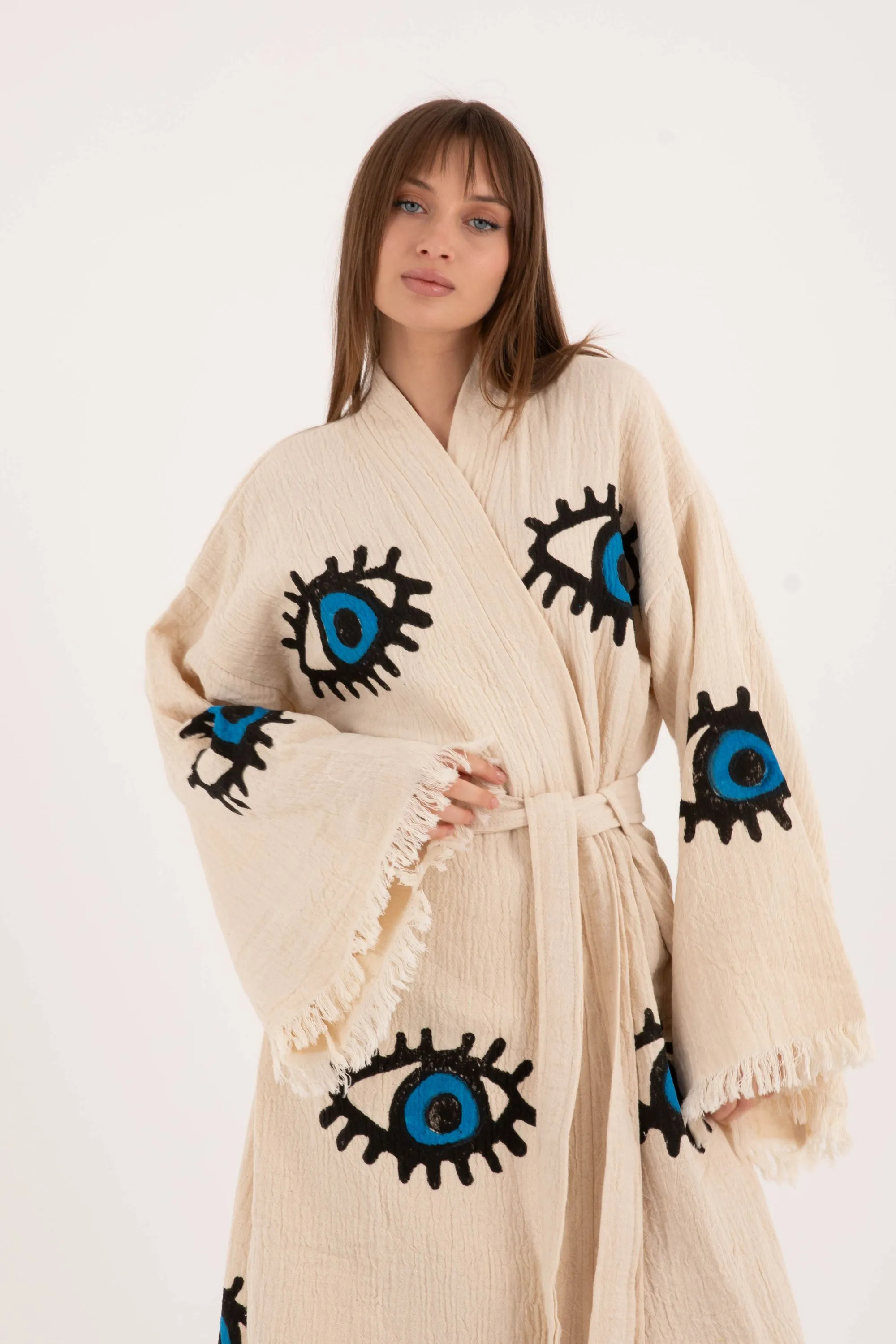 BLUE EYE Kimono in Natural