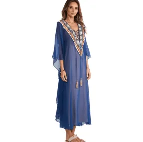 Bohemian Bliss Embroidered Kaftan Dress