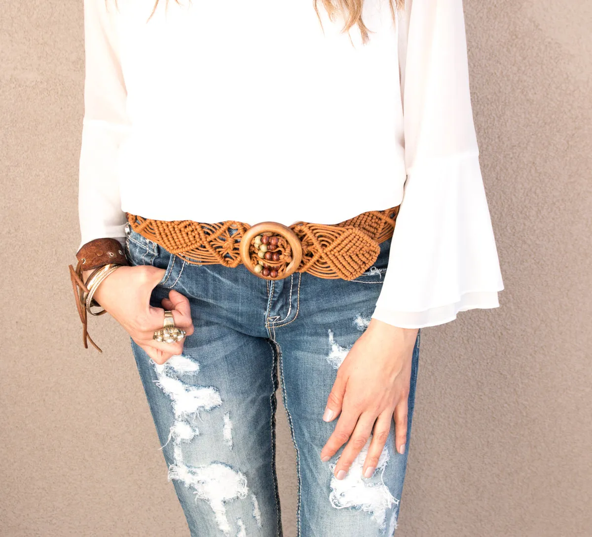 Boho Beaded Buckle Belt