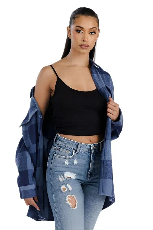 Boyfriend Oversized Soft Flannel Shacket Shirt