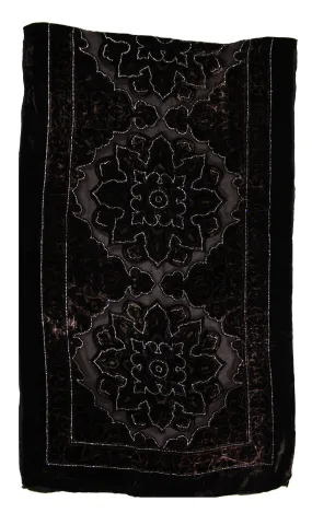 Brown   Grey Patterned Devore Velvet Scarf (170 x 52cm)