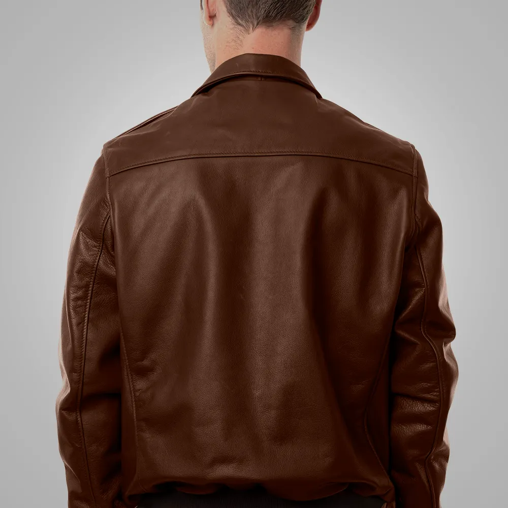 Brown Men Lambskin  A-2 Flight Leather Jacket