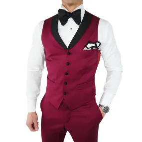 Burgundy & Black Ciottoli Waistcoat