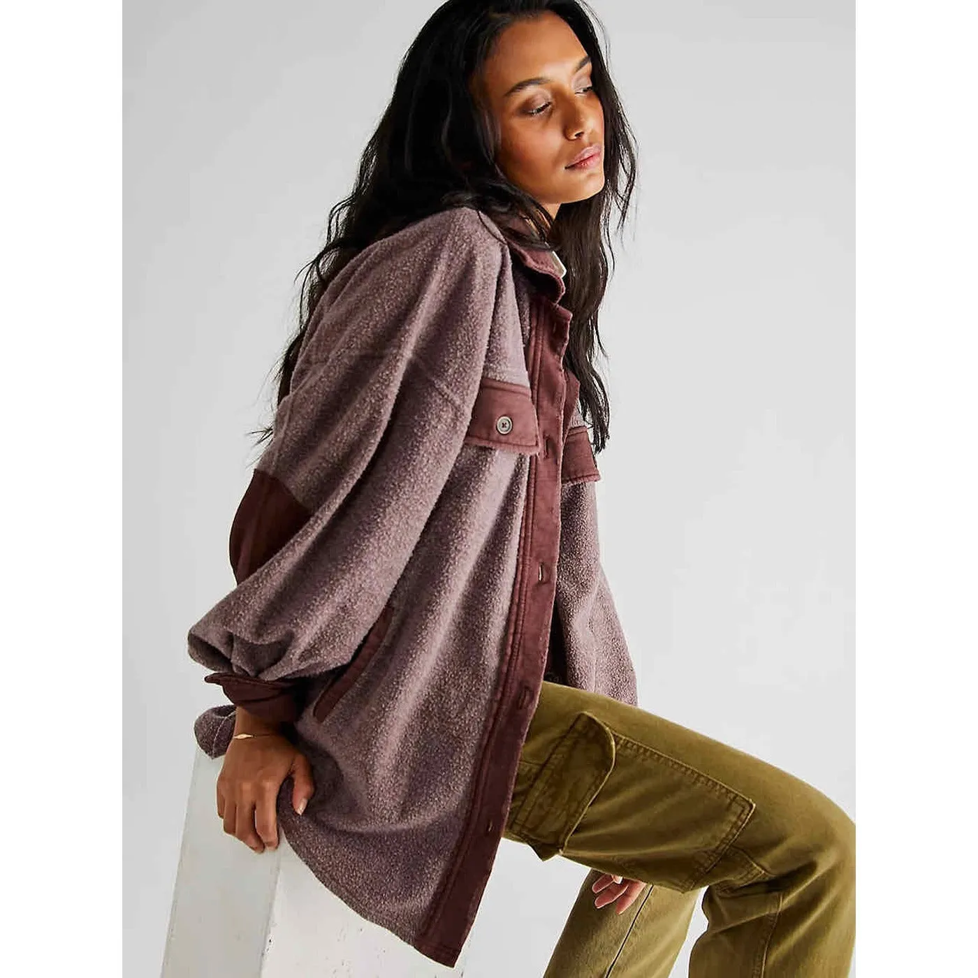 Burgundy Oversized Shirt Jacket