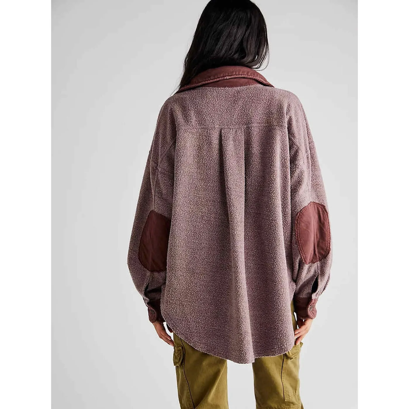 Burgundy Oversized Shirt Jacket