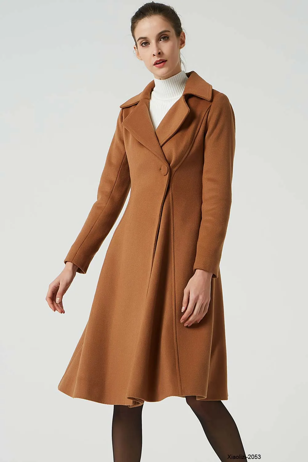 camel winter wool coat for women 2053#