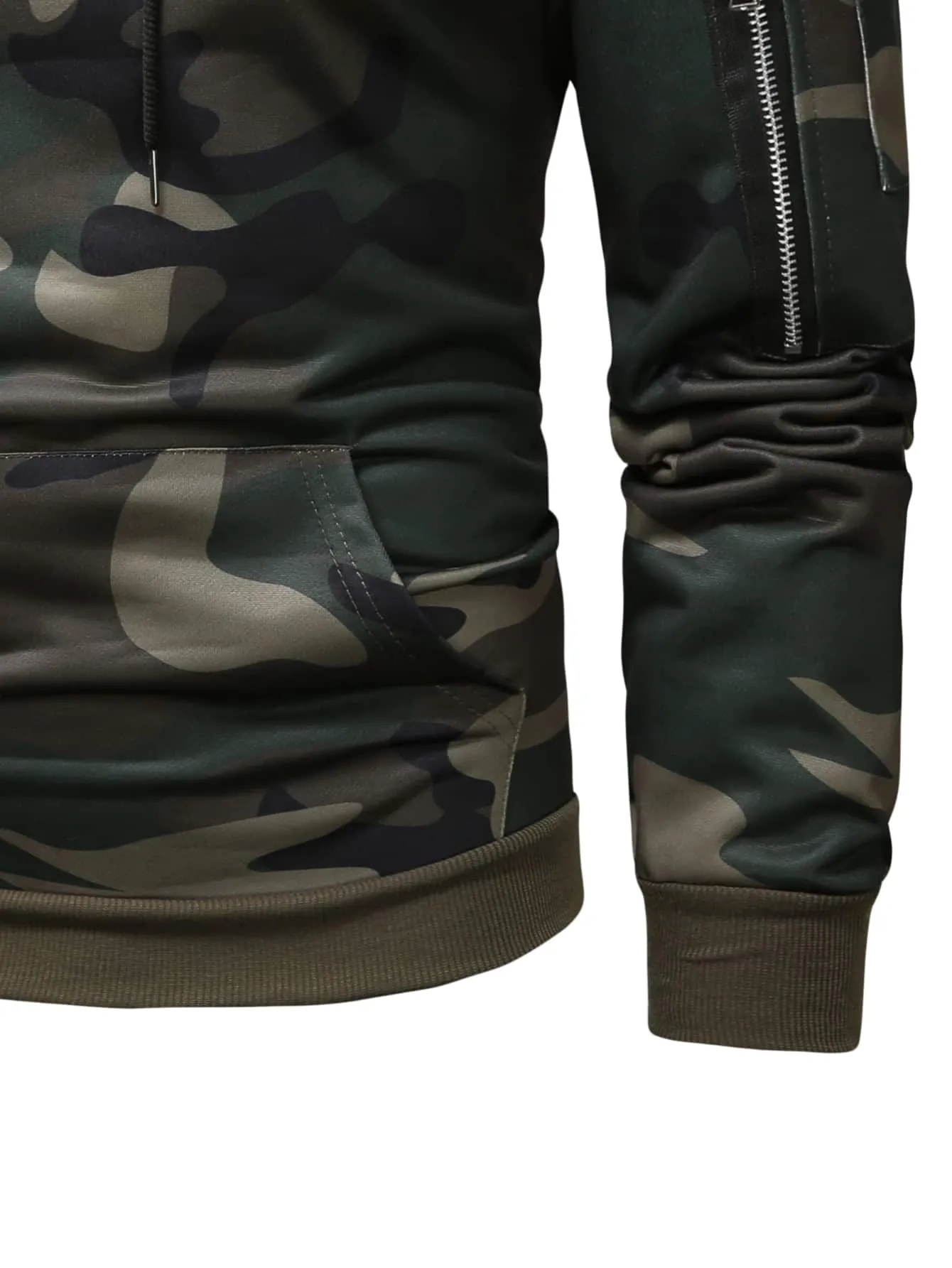 Camo Print Drawstring Hoodie and Joggers