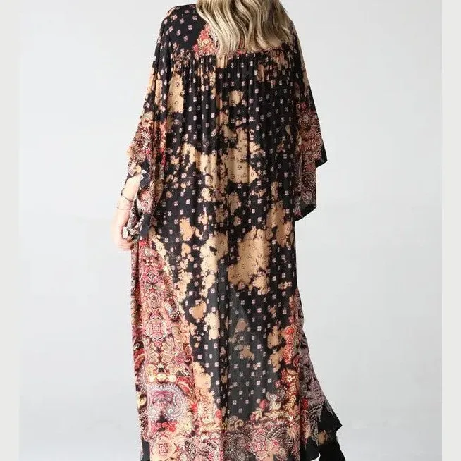 Can't Look Away Tie Dye Floral Duster Kimono