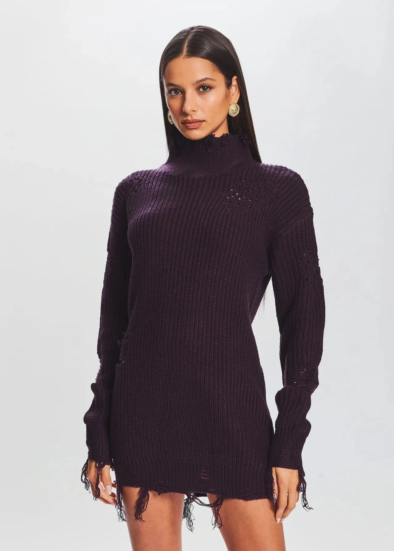 Capala Sweater Dress - Eggplant