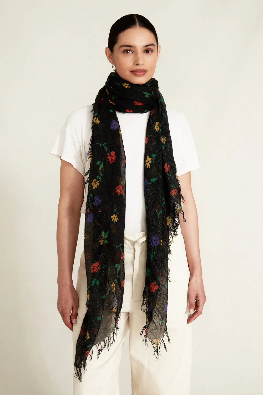 Chan Luu Floral Print Scarf