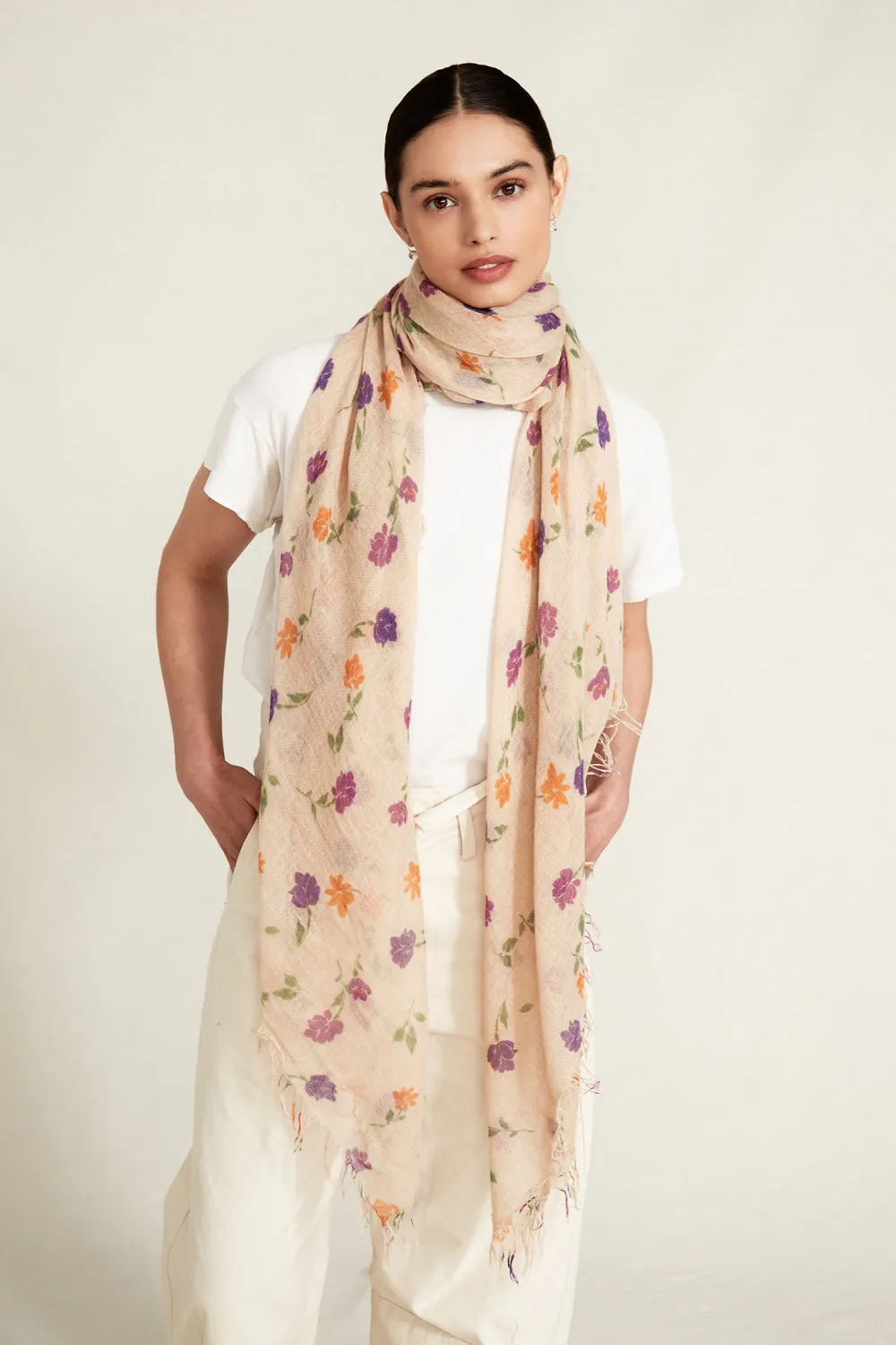 Chan Luu Floral Print Scarf