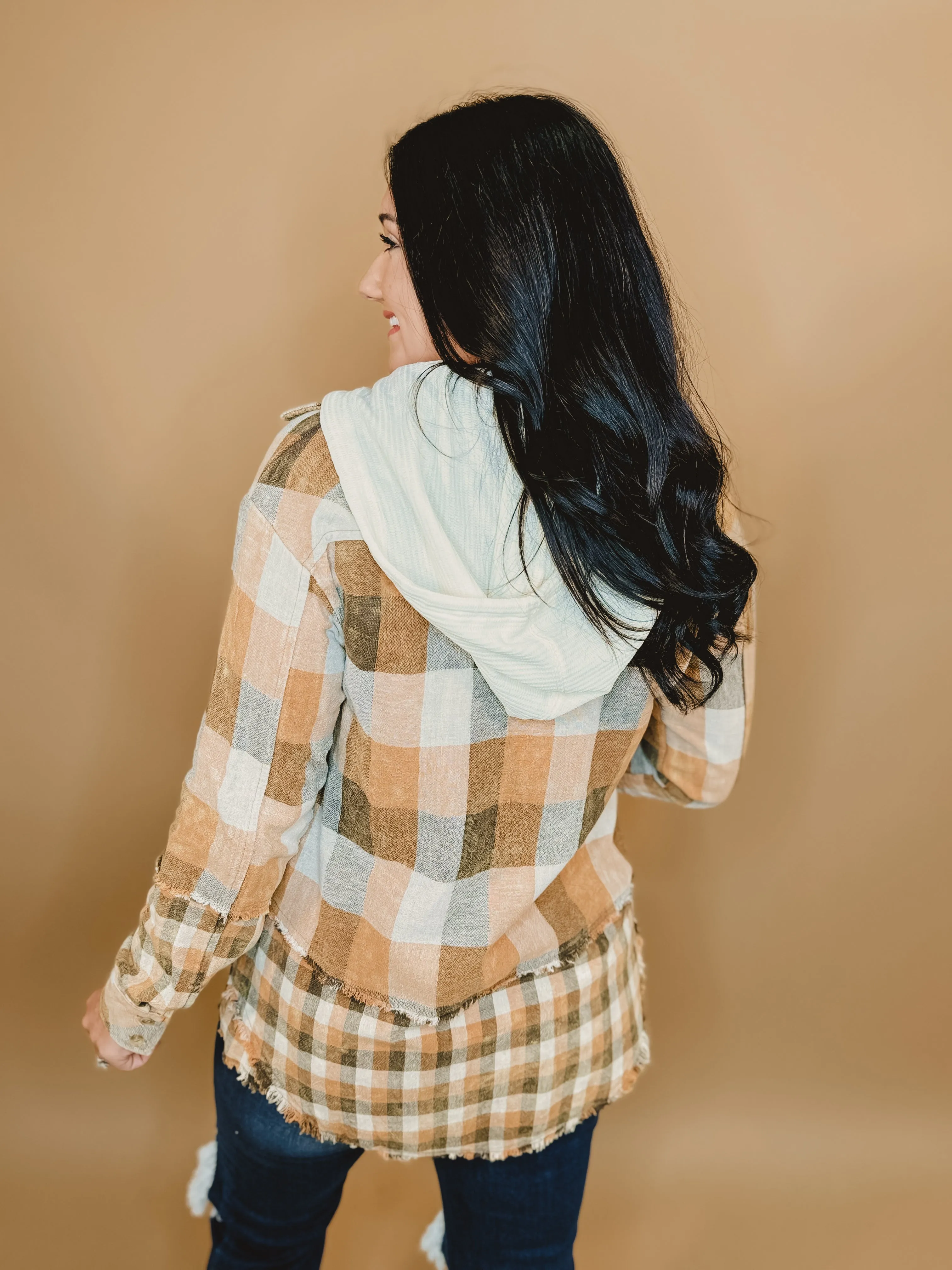 Checkered Hoodie Jacket - Pumpkin/Rust