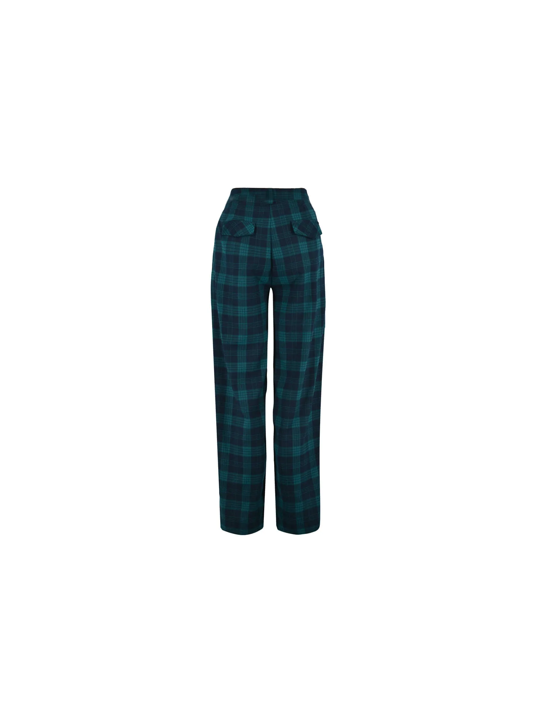 Contrast Checked Straight Trousers