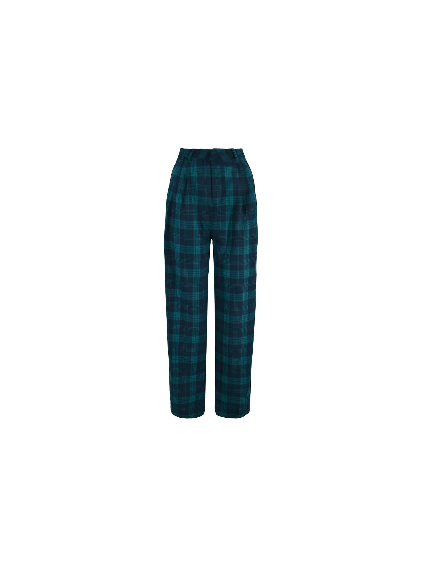 Contrast Checked Straight Trousers