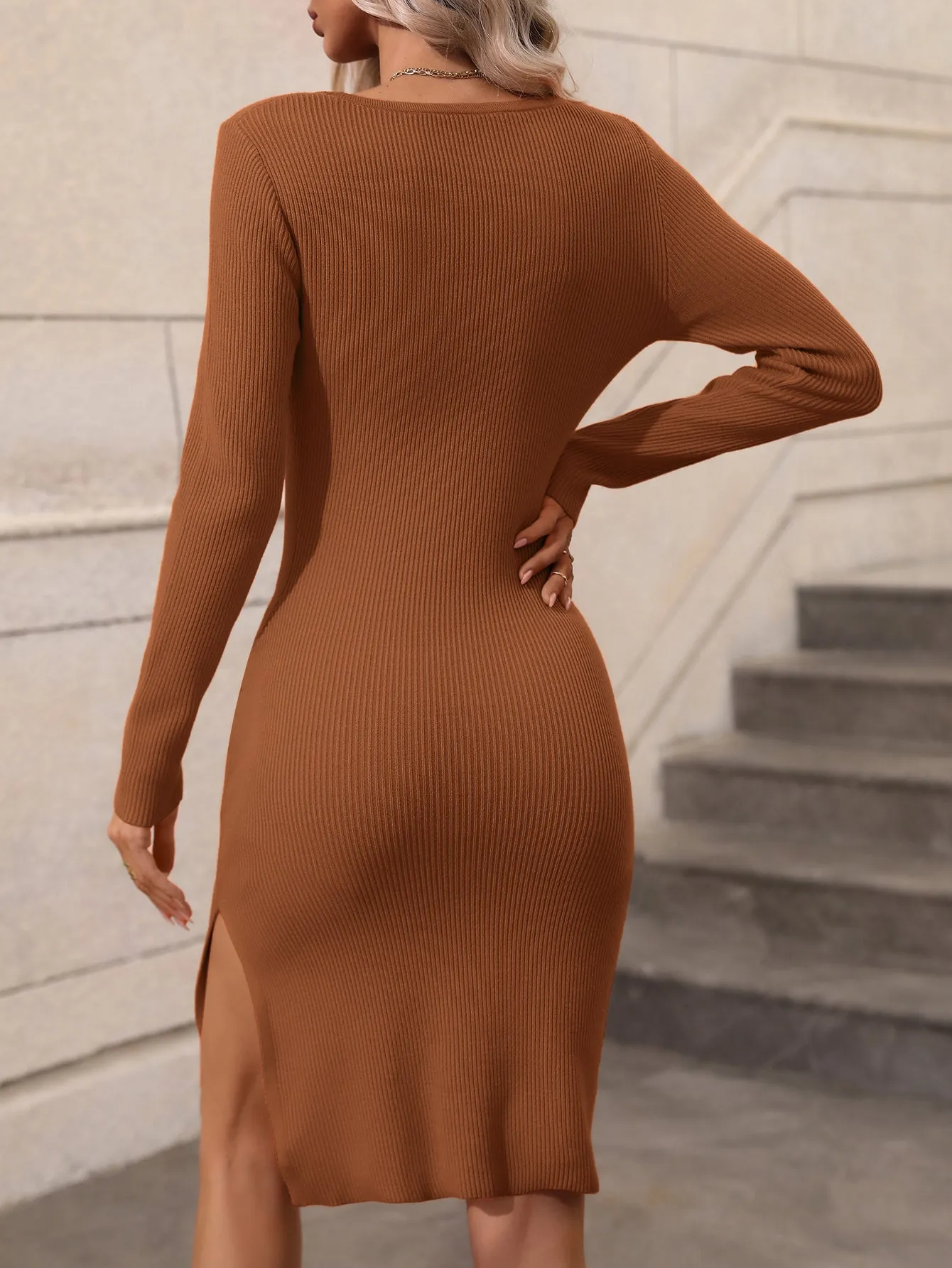 Contrast Sweater Dress