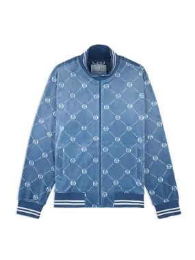 Cosimo Velour Track Jacket- Faded Denim